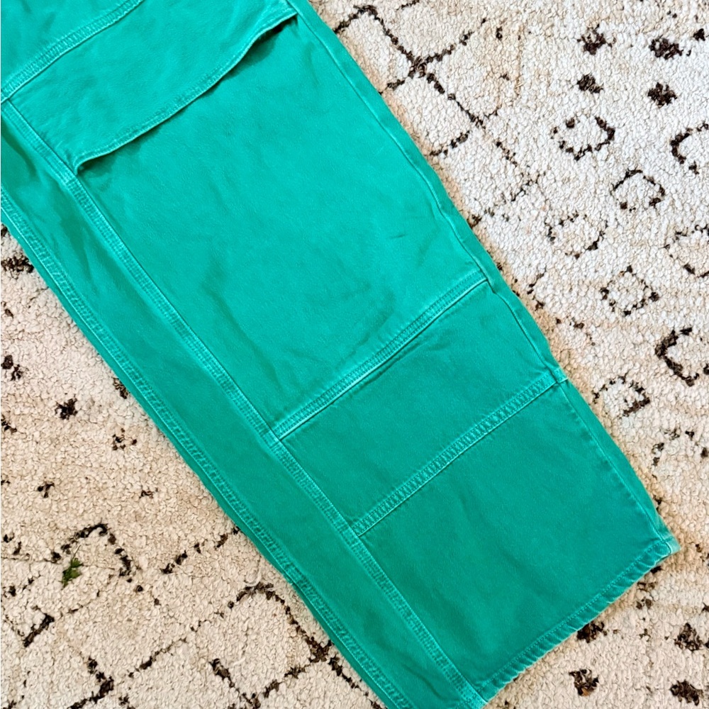 EXCELLENT AGOLDE TANIS UTILITY CARGO JEANS, AIR FRESHENER GREEN, SIZE 32 - Picture 13 of 14